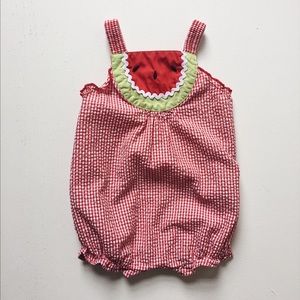 Red and white seersucker watermelon bubble, 0-3 m